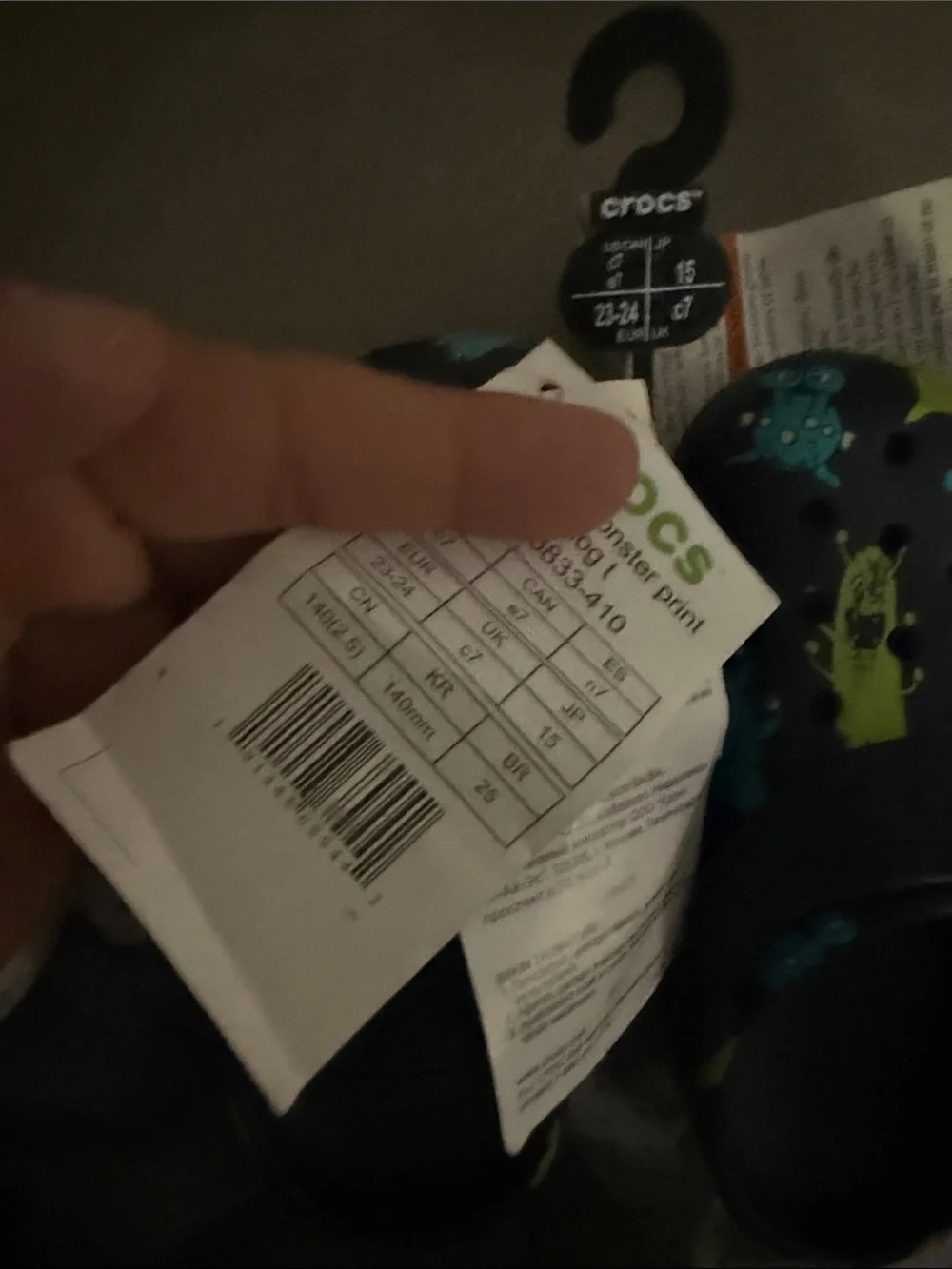 CROCS Navy Blue Kids Monster Print Water Clogs